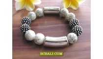 Bali Beads Stone Bracelets Steels Stretching 